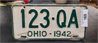 Ohio 1942 License Plate