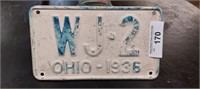 Ohio 1936 License Plate