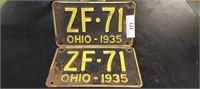 Ohio 1935 License Plate PAIR