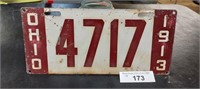 Ohio 1913 License Plate