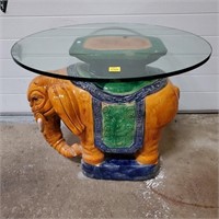 Elephant Side Table w/ Glass Top
