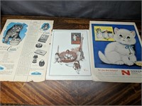 Lot of 3 Cat-Themed Advertising Items