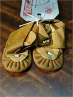 Pair of 1950's Native American MadeDoll Moccasins