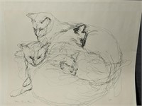 Signed Limited Engraving of Sleeping Cats