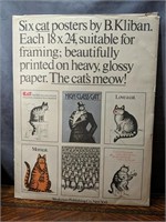 Six Cat Posters by B. Kilban from 1977 18x24"