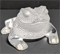 Vtg signed Lalique crystal Gregoire toad figurine