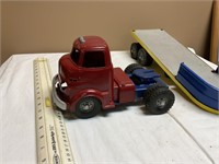 Vintage Wyandotte Semi with Flat Bed Trailer
