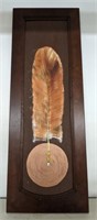 Painting of Feather on Wood Board, 15x41"