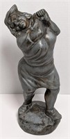 1' Cast Metal Statue of Woman Golfing, missing