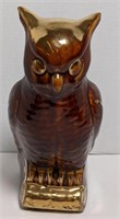 10.5" Ceramic Owl on Log Planter w/ Gold