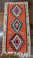 Geometric Hand Woven Wool Kilim Rug, Made in