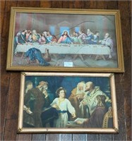 Framed wall art last supper and biblical scene