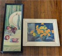 Pair of framed still lifes vase w/ flowers and
