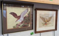 Framed Needlepoint art eagles approximately