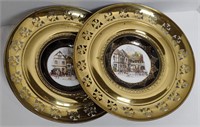 Brass Framed Plates Old Coach House & Stirrup Cup