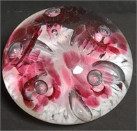 Glass Paperweight Joe Rice Glass Flowers 3.5"