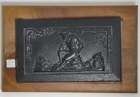 Wood Framed Cast Iron Miner Wall Hanging 15" x