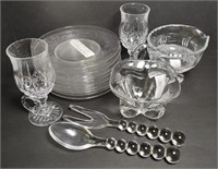 Lot Glassware Plates Gravy Boat Candy Bowl Spoon