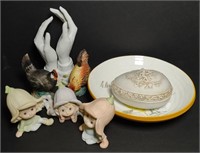 Lot Porcelain Figurines Hands Chickens Elves