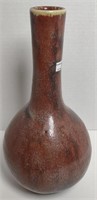 Pottery Vase Maroon 11.25"