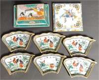 Lot Oriental Ware Porcelain Cheese Dish Plate