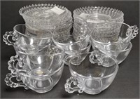 Lot Glass Coffee Cups & Saucers Candlewick Design