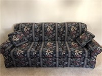 LIKE NEW 7 FOOT SOFA. FLORAL PRINT WITH MATCHING