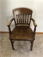 PRIMITIVE 22X18X33 INCH WOOD CHAIR.  SOLID WIDE