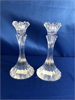 7 INCH CRYSTAL CANDLE HOLDERS. CZECH REPUBLIC