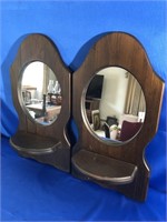 PAIR OF 21X11 INCH MIRRORED WOOD SHELVES
