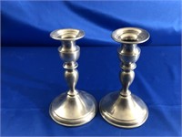 7 INCH GENUINE PEWTER CANDLESTICK HOLDERS