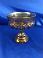 VINTAGE CARNIVAL GLASS CANDY DISH. 5.5 INCHES