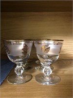 6- CRYSTAL WITH 24 KARAT GOLD LEAF BRANDY GLASSES