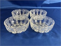 4- HEAVY CUT GLASS BOWLS.  4.5 INCHES