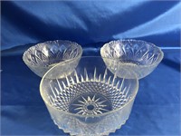 9 INCH AND 2- 8 INCH CRYSTAL SERVING BOWLS