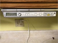 SONY UNDER-CABINET AM/FM CD PLAYER WITH REMOTE.