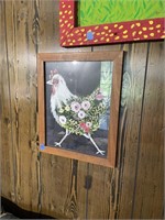 Framed Chicken Painting
