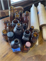 Assorted Vintage Amber Glass Bottles
