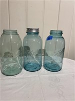 3 Blue 1/2 Gallon Jars