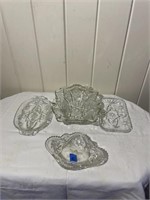 4 Pressed Glass Dishes