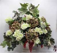 Large Artificial Floral Arrangement in White Vase
