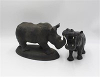 Rhino & Hippo Figurines