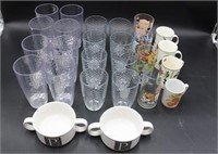 Glasses, Plastic Tumblers & Assorted Ceramic Cups
