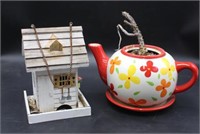 Birdhouse & Teapot Planter