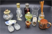 Incense, Oil Lamp, & Assorted Mini Glass Items