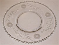 Etched Daisy Candlewick  glass platter