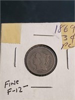 1869 3-Cent Peace Fine-f-12