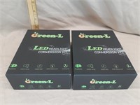 2 Green-L LED Headlight Conversion Kit H4/9003 NEW