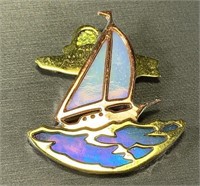 Pin Stained Glass Sailboat
