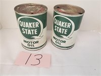 Pair of Quaker State Oil Cans